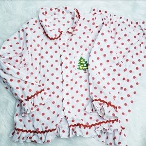 Polka dot smocked Christmas pajamas set